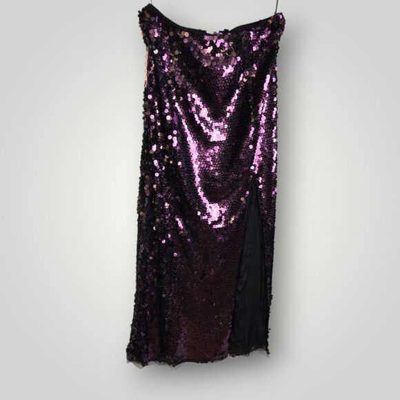 Free People Bright Start Sequin Midi Skirt Purple Size 2 - Picture 2 of 9